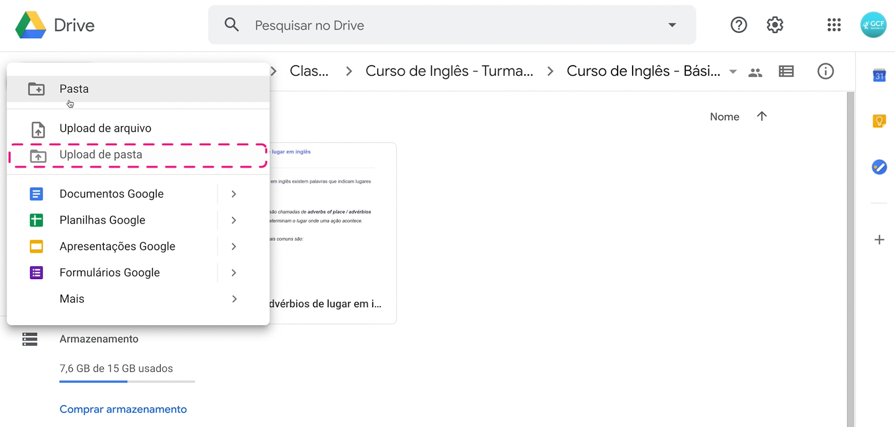 Como utilizar o Google Drive integrado a Google Sala de Aula 9